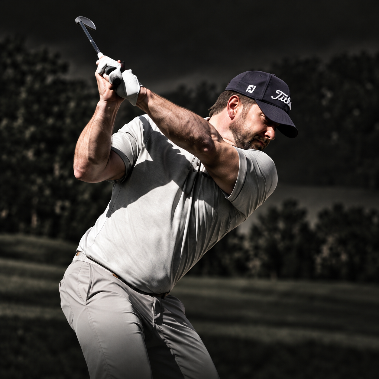 Randy Thornburg at the top of his golf swing
